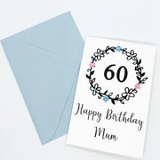 Personalised 60th Birthday Card Floral Wreath The Paper Angel