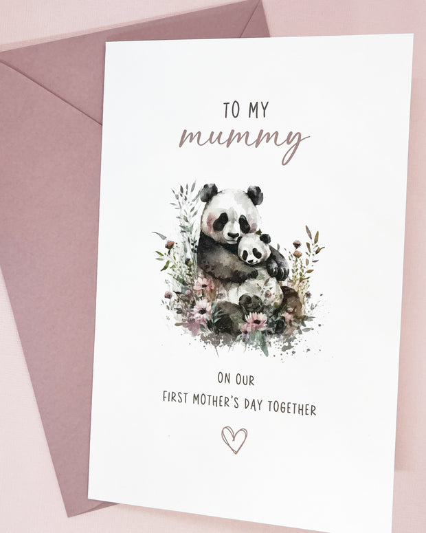 Cute Mother and Baby Panda First Mothers Day Card The Paper Angel