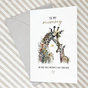 Cute Mother and Baby Giraffe First Mothers Day Card The Paper Angel