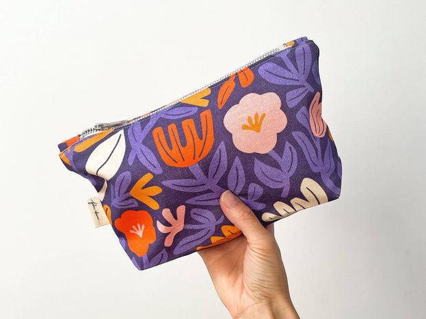 Zip Purse - Weaving Petals Purple Fabric Drawer