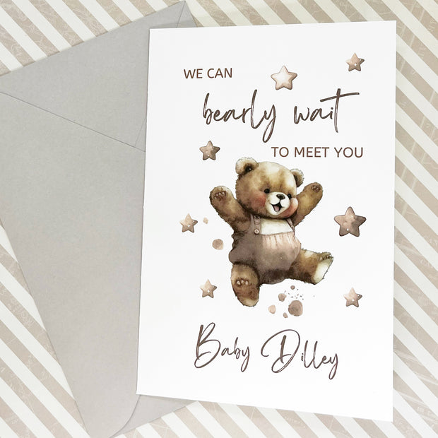 Gender Neutral We can bearly wait baby shower card The Paper Angel