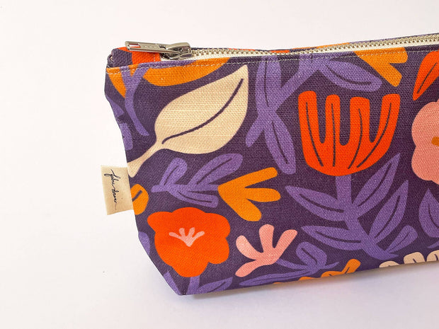 Zip Purse - Weaving Petals Purple Fabric Drawer