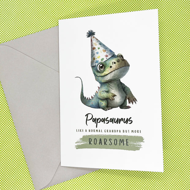 Cute Papasaurus Dinosaur Birthday Card The Paper Angel