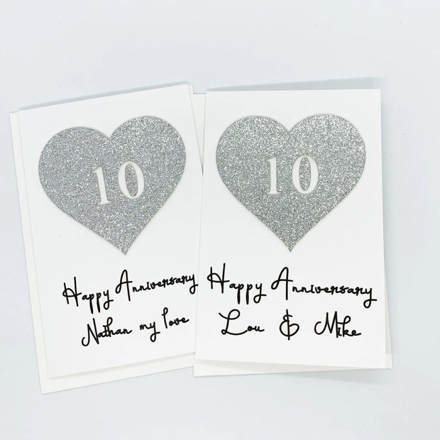 Personalised 10th Wedding Anniversary Card Handmade The Paper Angel