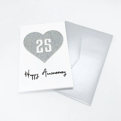 Handmade 25th Wedding Anniversary Card The Paper Angel