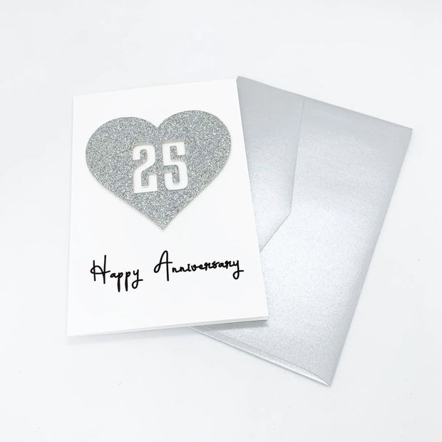 Handmade 25th Wedding Anniversary Card The Paper Angel