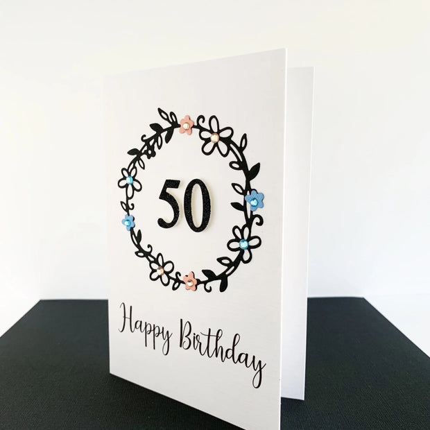 Handmade 50th Birthday Card for Her The Paper Angel