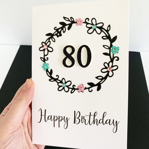 Handmade 80th Birthday Card for Her The Paper Angel