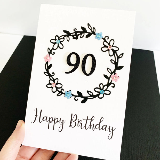 Handmade 90th Birthday Card for Her The Paper Angel