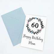 Personalised 60th Birthday Card Floral Wreath The Paper Angel