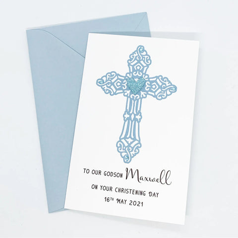 Personalised Christening Card for Godson The Paper Angel
