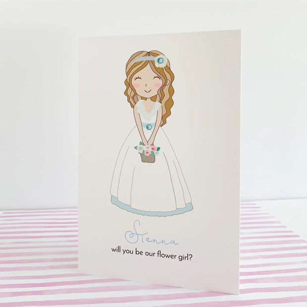 Handmade flower girl card personalised proposal card The Paper Angel