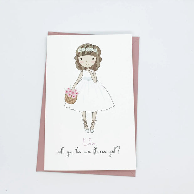 Personalised Flower Girl Card Handmade The Paper Angel