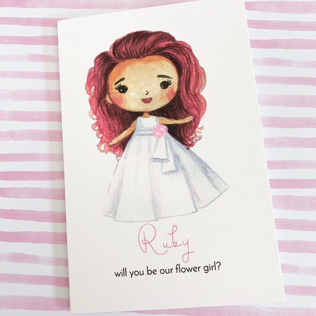 Red Haired Flower Girl Proposal Card The Paper Angel