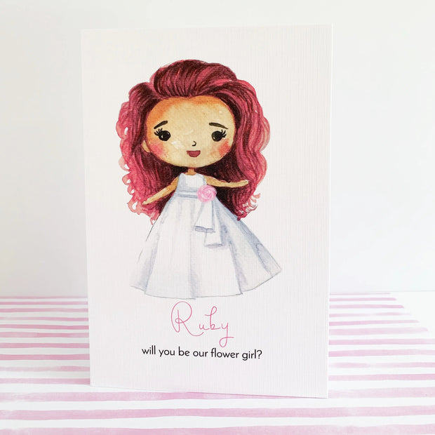Red Haired Flower Girl Proposal Card The Paper Angel