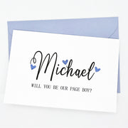 Personalised page boy card The Paper Angel