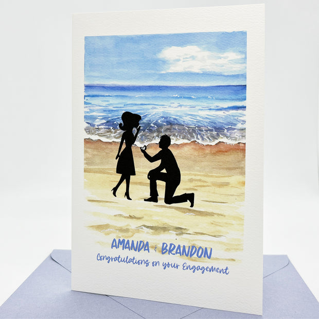 Personalised engagement card beach The Paper Angel