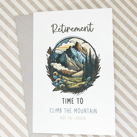 Time to climb the mountain retirement card The Paper Angel