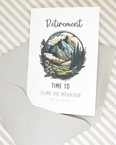 Time to climb the mountain retirement card The Paper Angel