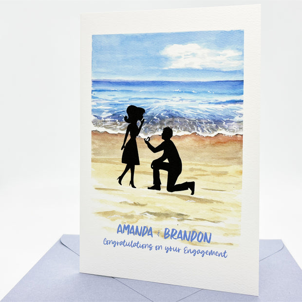 Personalised engagement card beach The Paper Angel