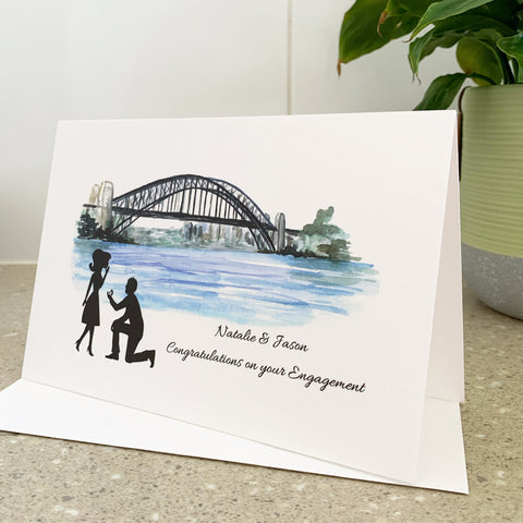 Personalised Engagement Card Sydney Harbour Bridge Design The Paper Angel